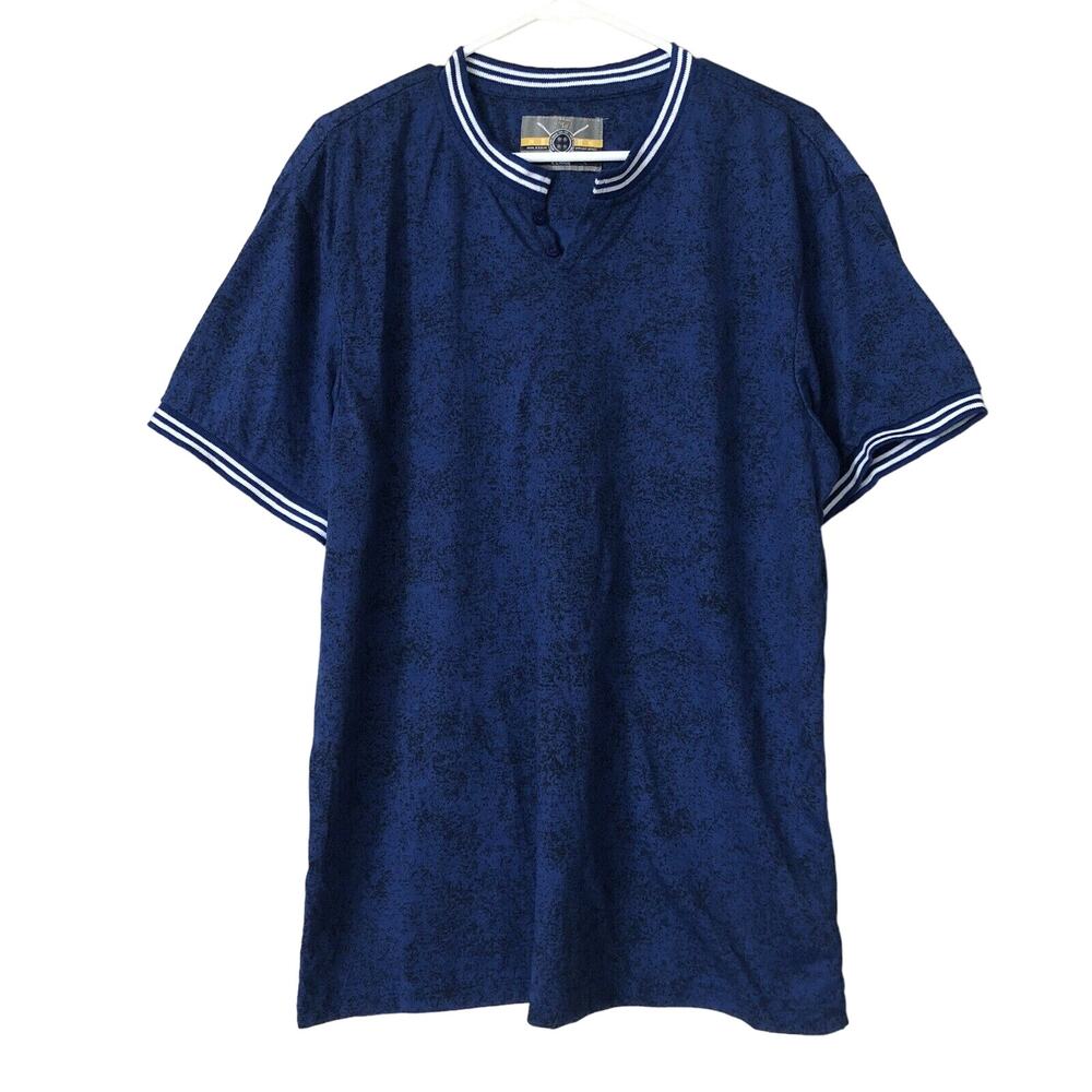 Faze 1 Men’s Shirt Size XL Short Sleeve Henley Neck Royal Blue